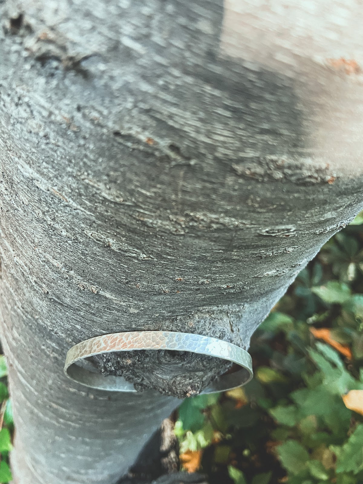 Pulsera Plata Martillada Hombre en la naturaleza