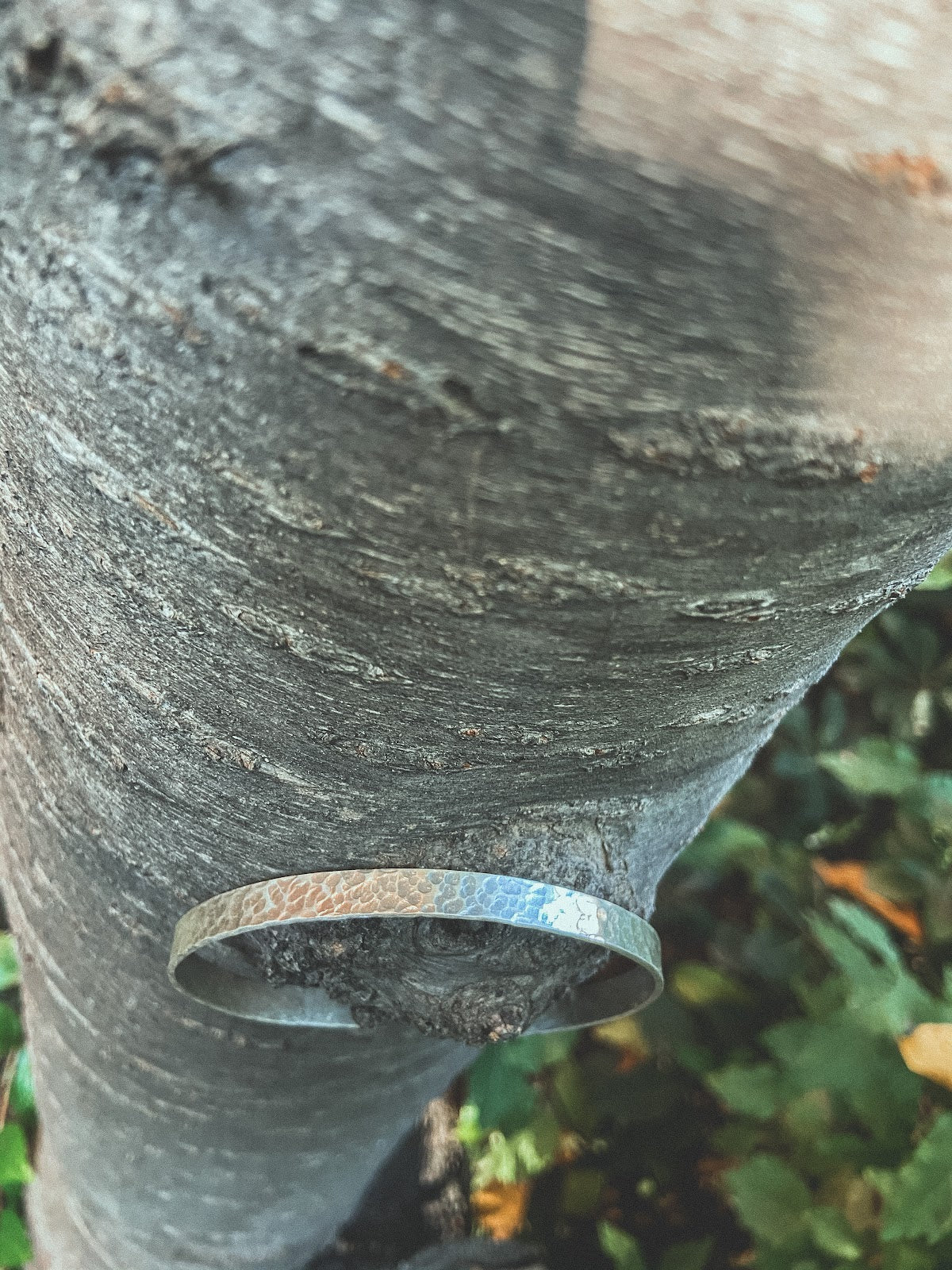 Pulsera Plata Martillada Hombre en la naturaleza