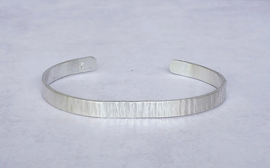 Pulsera Plata Rayada Hombre