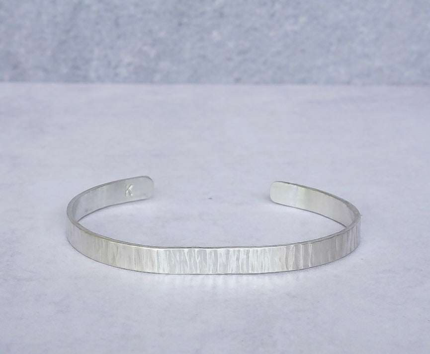 Pulsera Plata Rayada Hombre