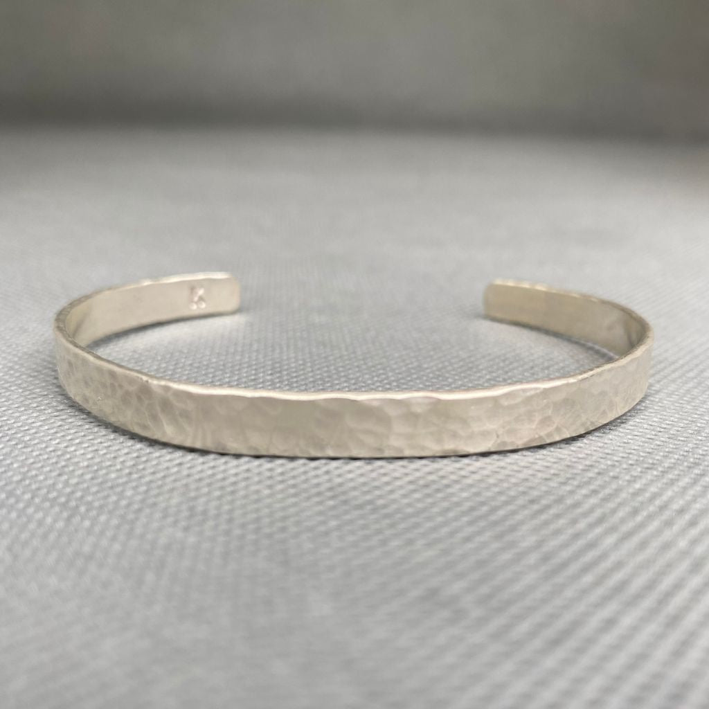 Pulsera Plata Martillada Hombre