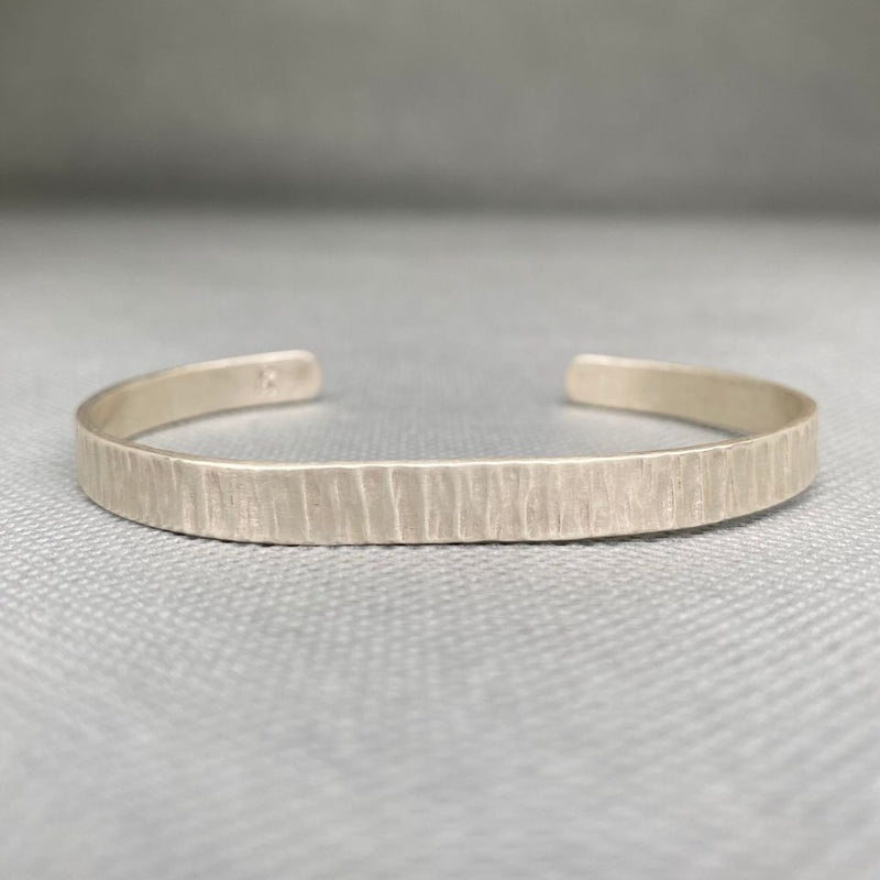 Pulsera Plata Rayada Hombre