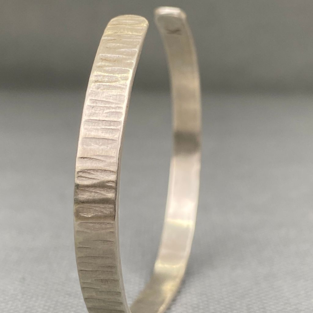 Pulsera Plata Rayada Hombre